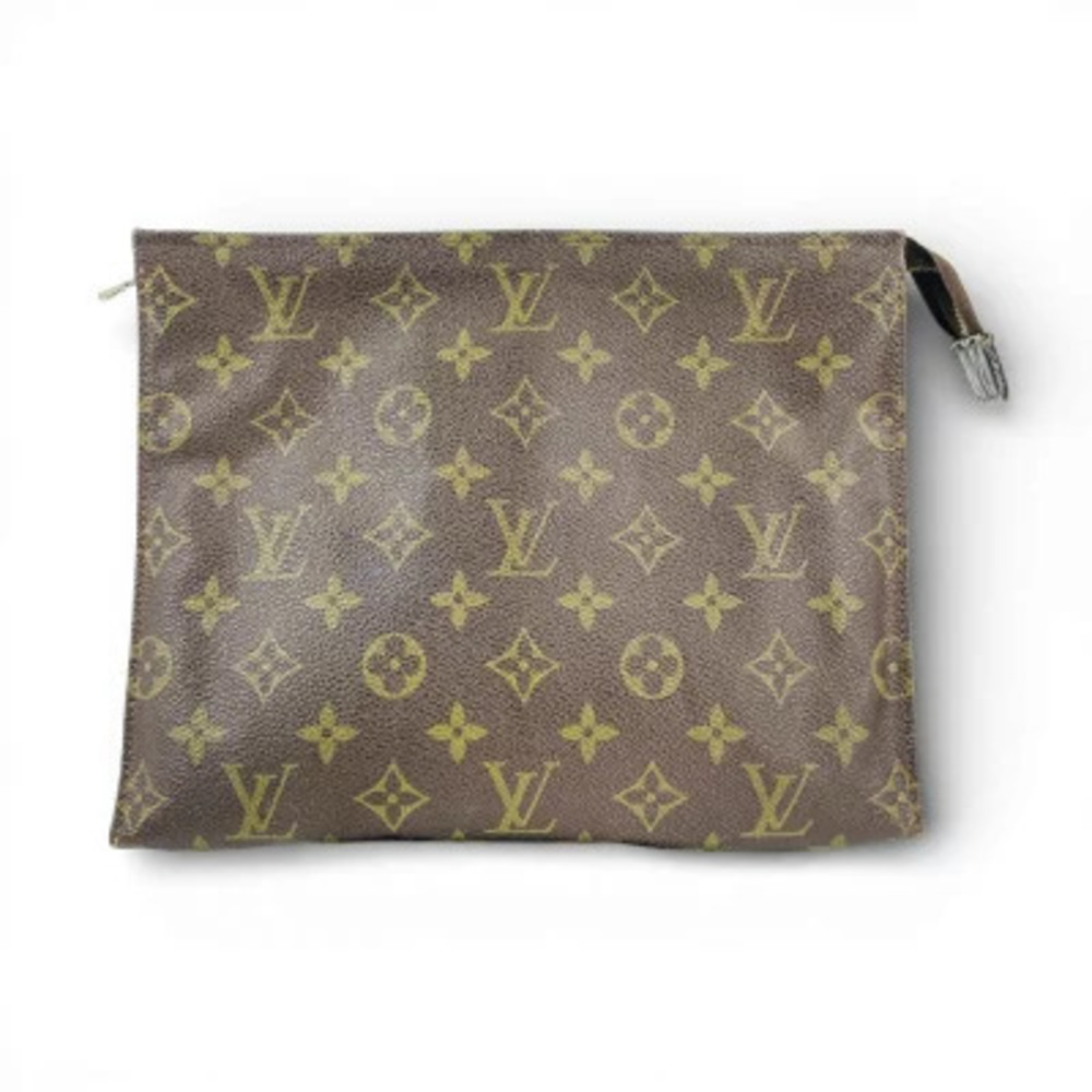 Louis Vuitton Monogram Pochette Toilette Clutch Bag Canvas Leather Brown